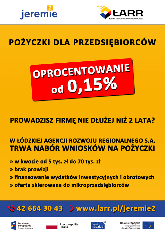 JEREMIE2 – nabór wniosków na niskooprocentowane pożyczki dla przedsiębiorców