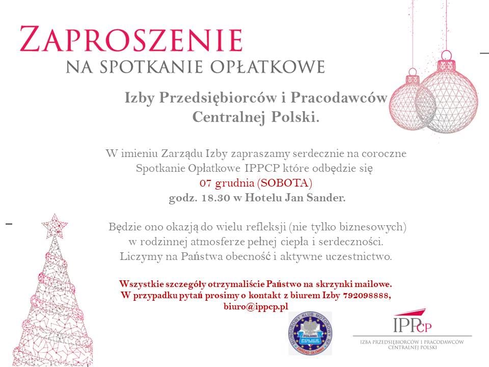 Zapraszamy na spotkanie opłatkowe IPPCP